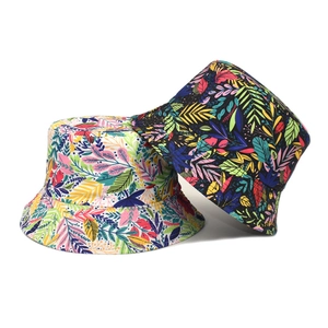 Tropical Leaf Print Reversible Bucket Hat Cotton Polyester Sun Protection Wide Brim Outdoor Beach Travel Style Unisex