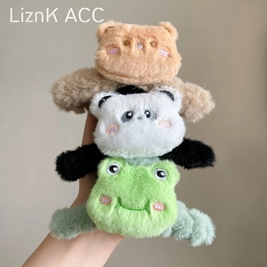 Cute plush animal hair claws featuring bear, panda and frog designs for women