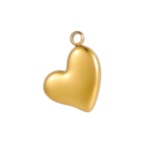 Pendentif cœur en acier inoxydable doré poli avec finition miroir et anneau fermé