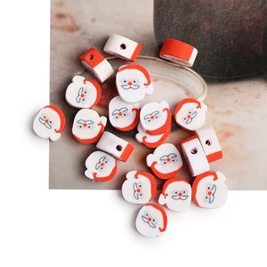 Handmade Santa Claus polymer clay beads for DIY Christmas jewelry bracelets and necklaces