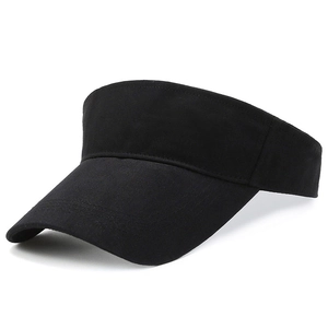 Unisex black athletic sun visor hat with long curved brim for running and tennis