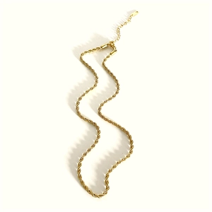 Elegant 18K gold plated stainless steel rope chain necklace with adjustable clasp for women