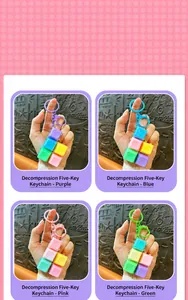 Verbindbarer mechanischer Tastatur-Keycap-Fidget-Schlüsselanhänger mit fünf bunten Tasten