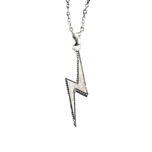 Luminous lightning bolt pendant necklace in polished stainless steel for men and women