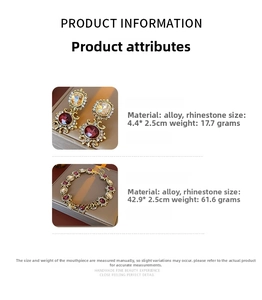 Macro shot showing dimensions of vintage crystal necklace and drop earrings set