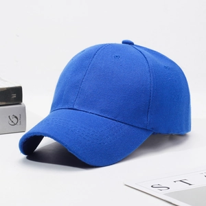 Classic royal blue cotton baseball cap with six-panel design and curved brim for outdoors