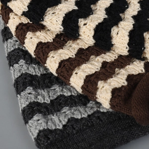 Unisex oversized slouchy beanie hat featuring thick wavy knit texture in neutral colors