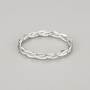 Anello intrecciato minimalista in argento sterling S925 per donna in finitura argento