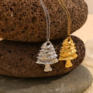 18K gold plated and silver Christmas tree pendants on minimalist necklaces