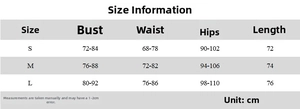 Guide des tailles de la mini robe en dentelle avec mesures du buste et de la taille