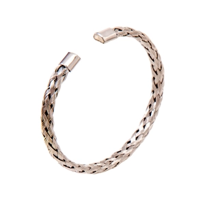 Bracciale rigido intrecciato in acciaio inossidabile argento dal design moderno