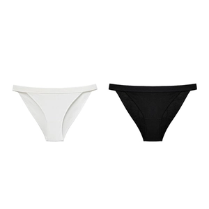 Women's minimalist cotton V-cut panties set in classic black and white colors