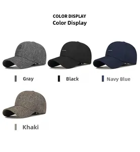 Detail of baseball caps showing gray, black, navy blue, and khaki color display options