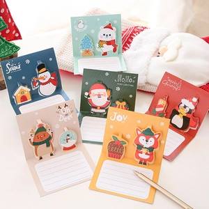 Christmas Greeting Cards 3D Pop-Up Folding Cardboard With Envelope Cartoon Santa Snowman Reindeer For Holiday Party Gift