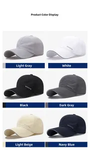 Matrix grid display of quick-dry mesh baseball caps in six different sports colors