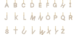 Set of 26 pavé-set alphabet letter pendants in 14K gold plated sterling silver