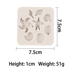 Starfish and seashell silicone mold for fondant and resin crafts, 7.5cm x 7.5cm size