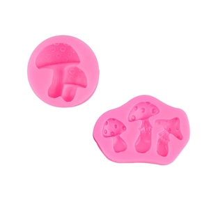 Pink silicone mushroom molds for fondant cake decorating and forest themed crafts