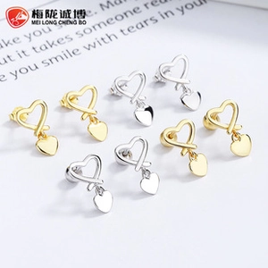 Set of 925 sterling silver heart stud earrings in polished gold and silver finishes