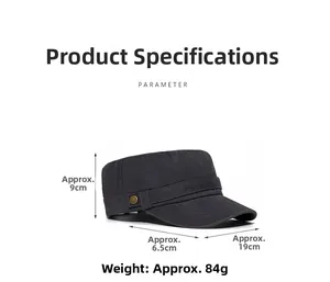Detailed parameter guide for the vintage washed cotton cadet cap with specific dimensions
