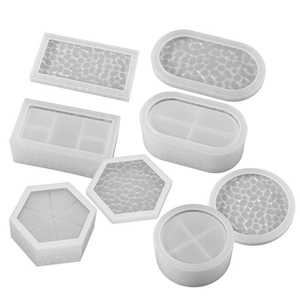 8-piece set of translucent silicone resin molds with textured diamond patterns and dividers