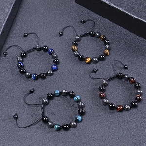 Handgefertigte 10mm Tigerauge-Armbänder mit verstellbarer Kordel in vier Farben