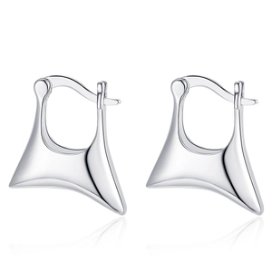 Geometric Irregular Hoop Earrings Copper Polished Mirror Finish With 925 Sterling Silver Earring Post For Women