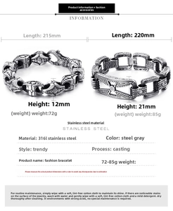Size guide for vintage cross floral hollow bracelets in 316L stainless steel