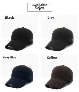 Detailed grid view of winter baseball caps in black, grey, navy, and coffee with ear flaps
