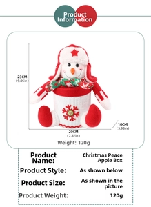 Detailed size specifications for the Christmas snowman plush gift box and candy jar