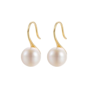 Élégantes boucles d'oreilles en perles d'eau douce argent 999 et crochets dorés
