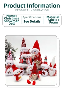 Detail of Christmas snowman and gnome dolls with knit hats and plush textures