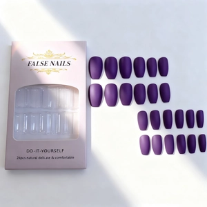 24pcs matte purple ballerina press-on nails with stylish pink gift box packaging