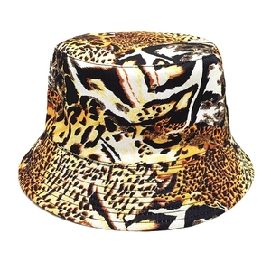 Classic leopard print bucket hat with durable cotton twill and sun protection brim
