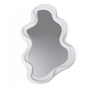 Irregular white wave-shaped aesthetic mirror for wall hanging and tabletop decor