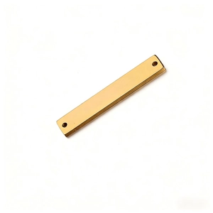 Golden rectangular stainless steel connector link with dual holes for DIY jewelry