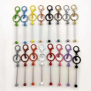 Set of 16 colorful DIY beaded keychains in diverse metallic and painted finishes
