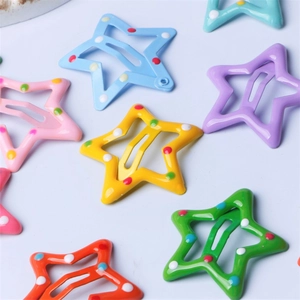 Barrettes à cheveux en forme d'étoile avec pois colorés aux tons acidulés pour filles