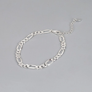 925 Sterling Silver Figaro Link Chain Bracelet For Women Fashion Hip Hop Lightweight Luxury Adjustable Hand Jewelry