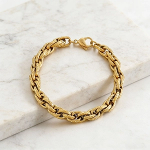Hip Hop Twist Rope Chain Necklace And Bracelet Stainless Steel Punk Retro Jewelry For Men Women Gold Silver Tone