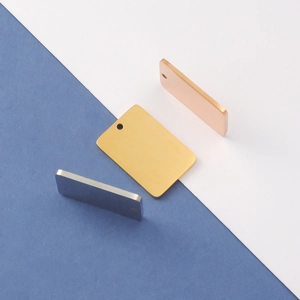 Rectangle mirror polished stainless steel blank tags in silver gold and rose gold