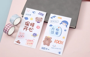 Cute cartoon PVC stickers for planners and water bottles in a creative stationery setting