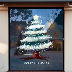 Christmas Tree Window Sticker Static Cling PVC Glass Door Decor Hand Painted Merry Christmas Holiday Decoration