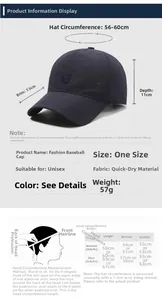 Tableau des tailles pour casquette de baseball respirante à séchage rapide avec lettre R