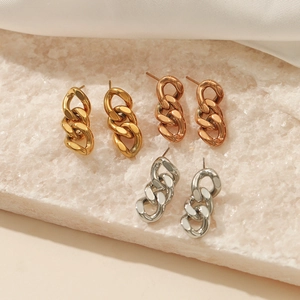 Drei Paar elegante Panzerketten-Ohrringe in Gold, Roségold und Silber-Finish