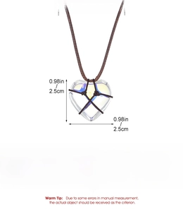 Tableau des tailles indiquant 49 cm de long et 9,2 g pour collier à cœur