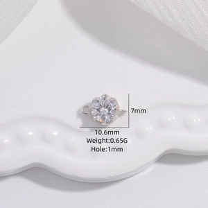 Connecteur pendentif flocon de neige en argent S925 avec zircon pour création bijoux