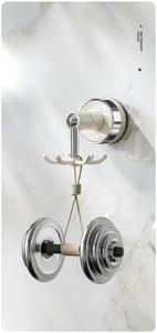 Wall-mounted suction cup swivel hook showing strong load-bearing capacity with a heavy weight