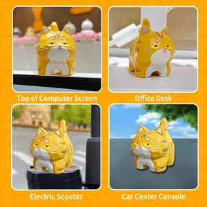 Funny resin cat figurine with orange stripes and grumpy face for desk and car decor