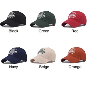 Vintage style cotton baseball caps with letter embroidery in six assorted colors